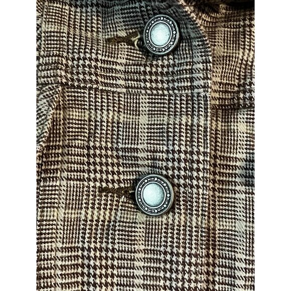 Denim & Co Brown Plaid Button Up Blazer Jacket Size 1X Cotton Shacket - Picture 3 of 8